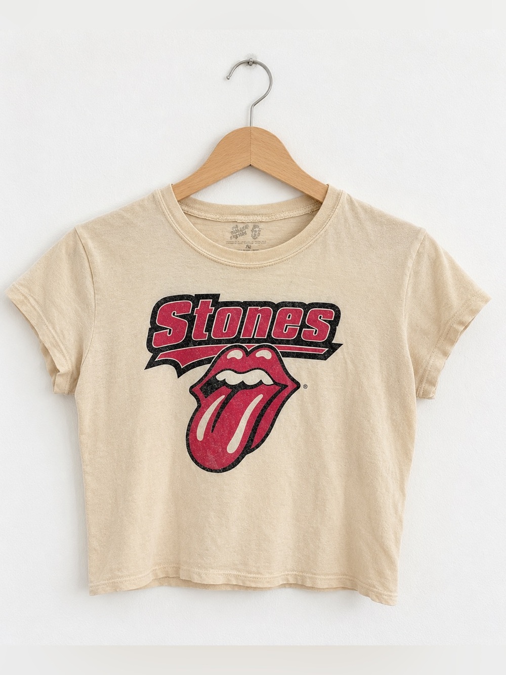 Vintage-Inspired Stones Graphic Crop Tee